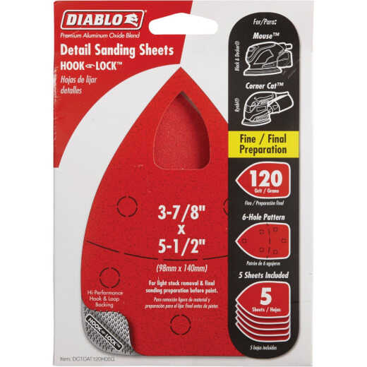 Diablo 120 Grit Mouse Sandpaper (5-Pack)