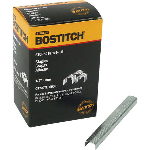 Bostitch Powercrown Hammer Tacker Staple, 1/4 In. (6000-Pack)