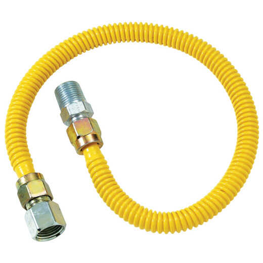 Dormont 1/2 In. OD x 48 In. Coated Stainless Steel Gas Connector, 1/2 In. FIP x 1/2 In. MIP (Tapped 3/8 In. FIP)