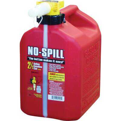 No-Spill 2-1/2 Gal. Plastic Gasoline Fuel Can, Red