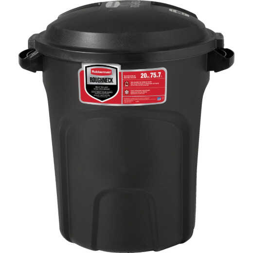 Rubbermaid Roughneck 20 Gal. Black NonWheeled Vented Trash Can with Lid